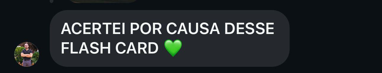 Relato de estudante que acertou uma questão por causa de um flashcard